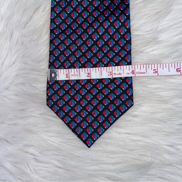 Vintage Brownstone 100% Italian Silk Tie Red & Blue Geometric Pattern - Picture 6 of 6
